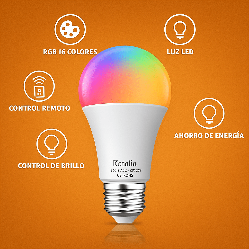 Anuncio digital que presenta un control remoto para bombilla inteligente"