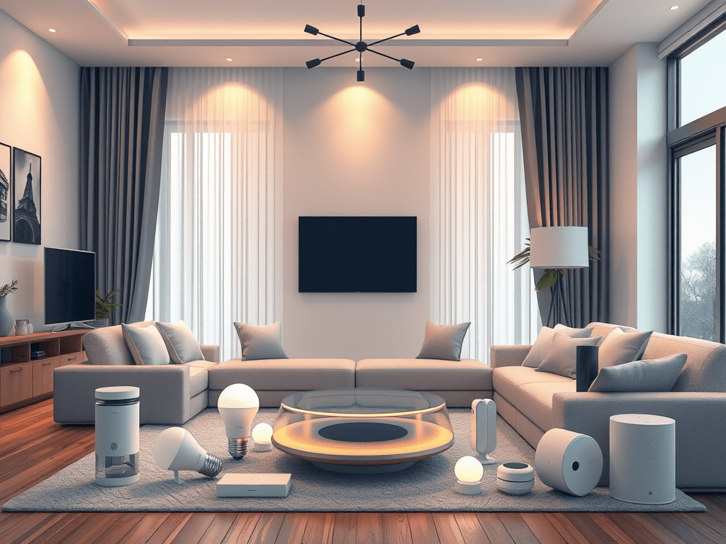 Ilustración explicativa de un hub domótico conectado a varios dispositivos inteligentes como bombilla, cámara y sensor, con el título Qué es un hub domótico y cuándo lo necesitas.